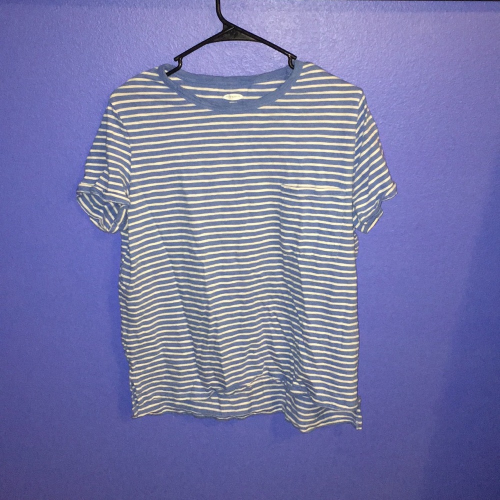 Blue and white striped boyfriend t-shirt